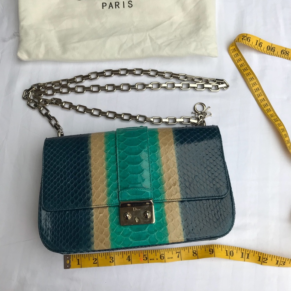 Christian Dior Python  shoulder bag dark blue/turq